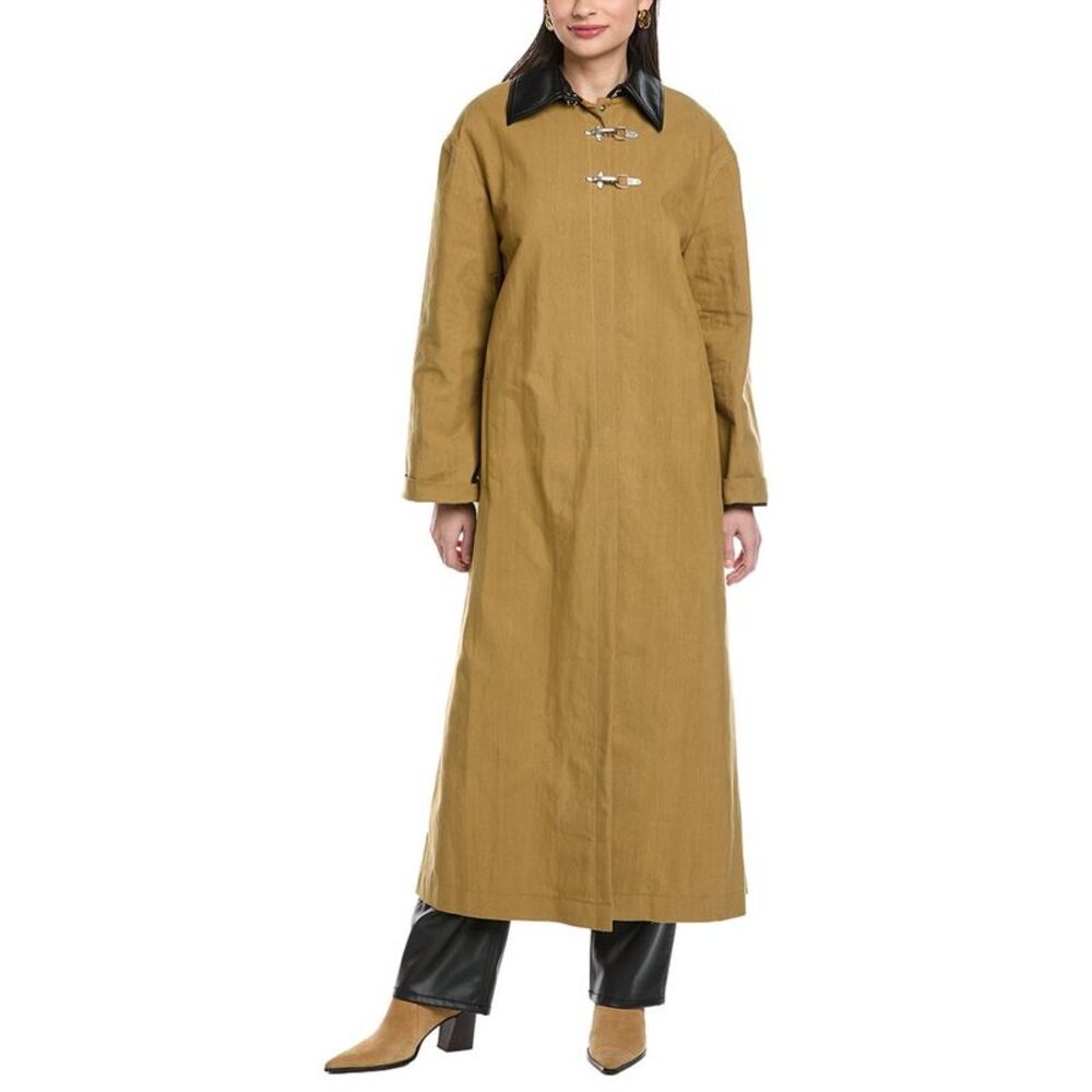 Nanushka Womens  Zofia Oversized Coat, Yellow - Picture 3 of 4